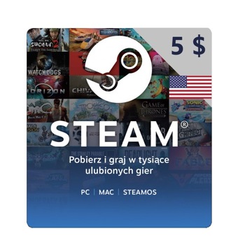 STEAM 5 USD $ - Karta podarunkowa, Wallet, Konto
