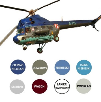 MODEL HELIKOPTER MI-2 ZESTAW: PODKLAD, LAKIER+ FARBY+WASH