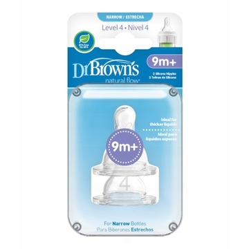 Dr Brown's Smoczki do butelki wąskiej 9m+ 2szt