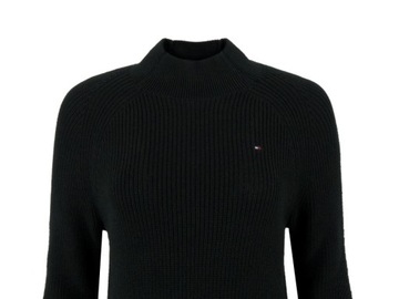 TOMMY HILFIGER sweter damski bawełna, czarny, XS