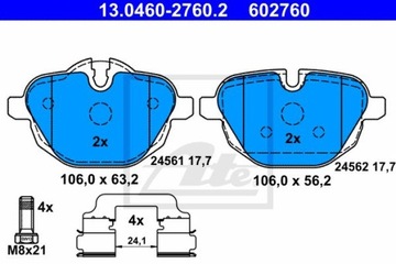 ЗАДНИЕ ТОРМОЗНЫЕ КОЛОДКИ 13.0460-2760.2 ATE BMW 5 F10