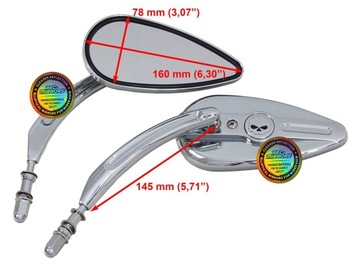 зеркала для Harley Touring 82-22 хром череп