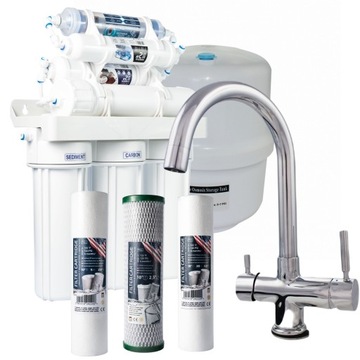 SYSTEM ODWRÓCONEJ OSMOZY RO7 Z PIĘKNĄ BATERIĄ 4 DROŻNĄ