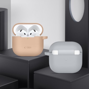 СИЛИКОНОВЫЙ ЧЕХОЛ TECH PROTECT ДЛЯ APPLE AIRPODS 4, ЧЕРНАЯ КРЫШКА