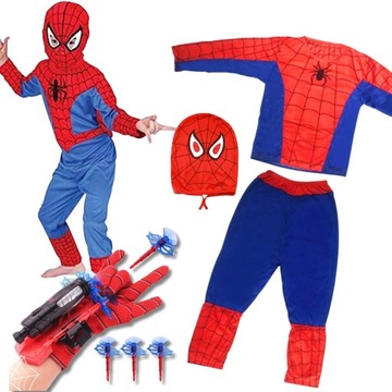 SPIDERMAN STRÓJ KOSTIUM +RĘKAWICA WYRZUTNIA r.134