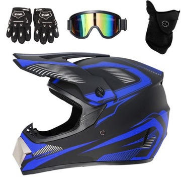 KASK MOTOCYKLOWY CROSS QUAD + GOGLE XXXS