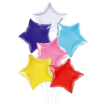 Balony foliowe GWIAZDY MIX KOLORÓW kolorowe 6 szt