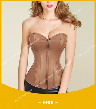 Brown Leather Corset Top for Women Red Sexy Linger