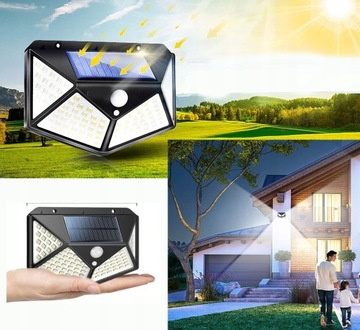 СОЛНЕЧНАЯ ЛАМПА 100 LED С ДАТЧИКОМ ДВИЖЕНИЯ, САДОВЫЙ ФАСАД