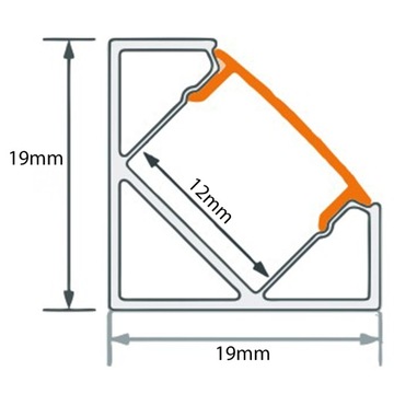 Profil LED Aluminiowy do Taśma LED Anodowany 2m NAROŻNY KĄTOWY ZESTAW