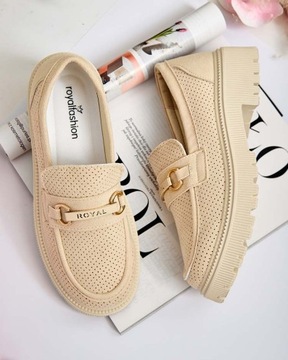 БЕЖЕВЫЕ АЖУРНЫЕ МОКАСИНЫ ЖЕНСКИЕ OYRALL 39