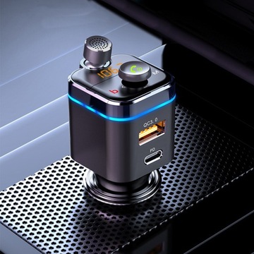 TRANSMITER BLUETOOTH AUDIO FM MP3 SZYBKA ŁADOWARKA USB SD LCD QC3.0 RGB