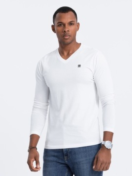 Мужской лонгслив V-NECK белый V1 OM-LSCL-0110 L