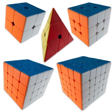 Zestaw Kostek 2x2 + 3x3 + 4x4 + 5x5 + Piramida SZYBKIE ORYGINALNE KOSTKI