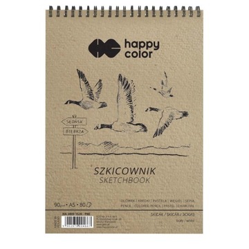 Szkicownik na spirali Happy Color biały - A5, 90 g