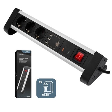 Настольный удлинитель 3x USB 3x 230 В