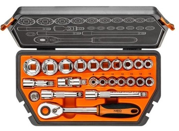 Klucze nasadowe 1/2” zestaw 23 szt. NEO 08-616