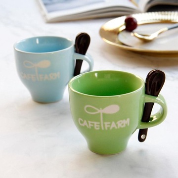 1 шт. мини-керамическая кружка с милыми буквами и узором, однотонная кофейная чашка, 120 мл, синяя