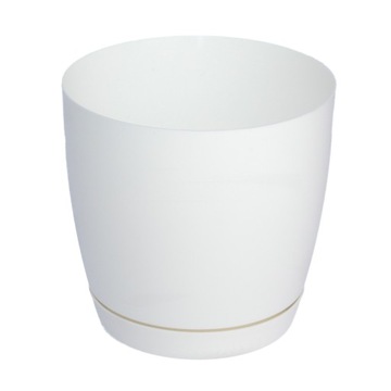 ЦВЕТОЧНЫЙ ГОРШОК ТОСКАНА НА ПОДСТАВКЕ, диаметр. 17СМ ГЛЯНЦЕВЫЙ БЕЛЫЙ Форма-пластик