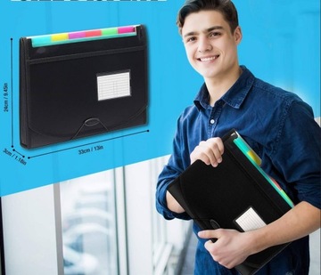 Складная папка для документов с 13 отделениями, вместительная.