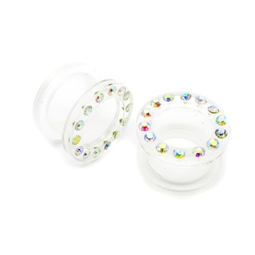 Tunel Plug Akryl Zakręcany Cyrkonia Opalizujący 6mm