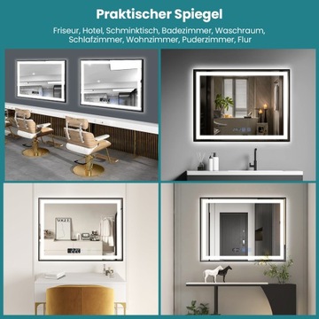 LUSTRO LED 80x60 ŁAZIENKOWE LEDOWE PODŚWIETLANE WŁĄCZNIK DOTYKOWY PREMIUM