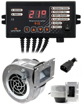 ZESTAW - STEROWNIK U-22 DO KOTŁA PIECA + Wentylator 80 W dmuchawa NWS-100