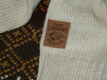 Tokyo Laundry 15% wełna vintage sweter męski półgolf norweski M