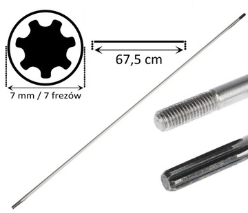 Wałek napędowy oś kosy spalinowej wał 7 frezów 7 mm 67,5 CM