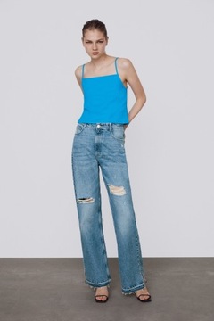 ZARA NIEBIESKI TOP W PRĄŻKI NA RAMIĄCZKACH 0962168