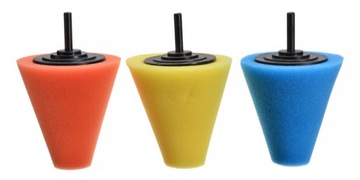 ZESTAW GĄBEK DO POLEROWANIA 80MM GĄBKI POLERSKIE + GĄBKI STOŻKOWE DO FELG