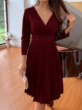SHEIN BORDOWA PLISOWANA SUKIENKA A-LINE L 88701