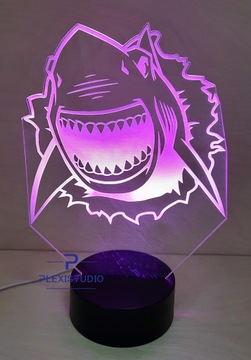 3D LED SHARK НОЧНИК МНОГОЦВЕТНЫЙ USB-ПУЛЬТ ДУ