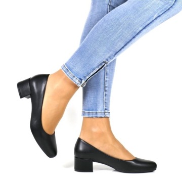 iShoes ЖЕНСКАЯ ОБУВЬ ТУФЛИ НА НИЗКОМ КАБЛУКЕ, ЧЕРНО-СЕРАЯ КОЖАНАЯ Стелька