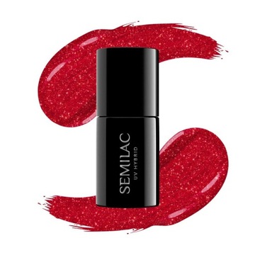 Semilac czerwony Lakier hybrydowy do paznokci 025 Glitter Red 7ml