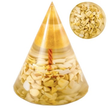 PIRAMIDKA STOŻEK ORGONIT TOPAZ ŻYWICA AGAT HARMONIZOWANIE CZAKR 5,5 cm