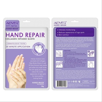 1 пара увлажняющих перчаток, восстанавливающая маска для рук ALIVER Hand Skin Repair Renew Mask