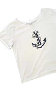 T-shirt Anchor - By o la la...! M Granatowy