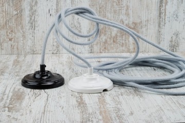 Серый хлопковый шнур с натуральной ретро-плетёнкой.