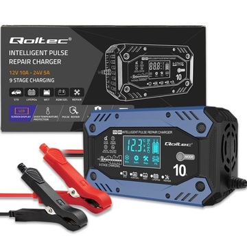 Ładowarka Prostownik 12-24V 10A do akumulatorów AGM z funkcją naprawy LCD