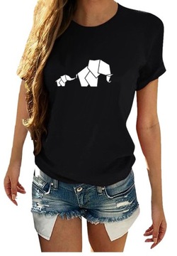 T-SHIRT KOSZULKA DAMSKA Z NADRUKIEM SŁONIE XXL
