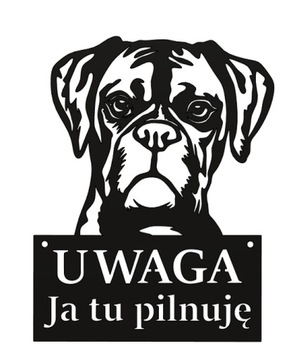 Tablica UWAGA PIES JA TU PILNUJĘ czarna