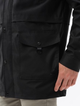 Мужская куртка-парка карго черная V4 J004 L