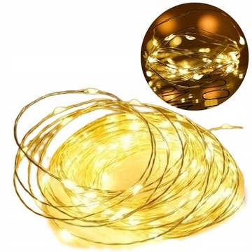 ŚWIATEŁKA 50LED LAMPKI NA BATERIE 5M BIAŁE CIEPŁE
