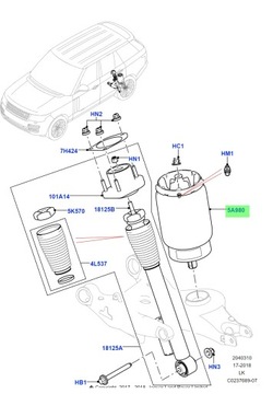 NOVÝ ORIGINÁLNÍ PÍST ULOŽENÍ ZAVĚŠENÍ ZADNÍ RANGE ROVER L405 LR034262