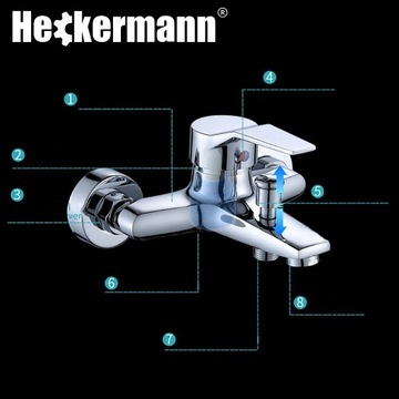 НАСТЕННЫЙ СМЕСИТЕЛЬ ДЛЯ ДУША ДЛЯ ВАННЫ, ГЛЯНЦЕВЫЕ ХРОМИРОВАННЫЕ ФИТИНГИ