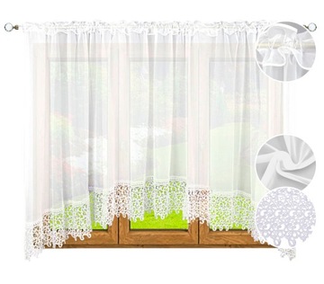 FIRANA DEKORACYJNA 300cm x 110cm z gipiurą 20cm koronka FIRANKA GOTOWA