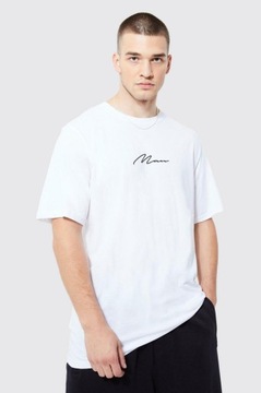 BOOHOO BIAŁY KLASYCZNY T-SHIRT LOGO KONTRAST 8JZ NG2__S