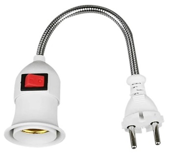 ADAPTER PRZEJŚCIÓWKA WTYCZKA DO ŻARÓWKI E27 Z PAŁĄKIEM GNIAZDKA 230 220 EU