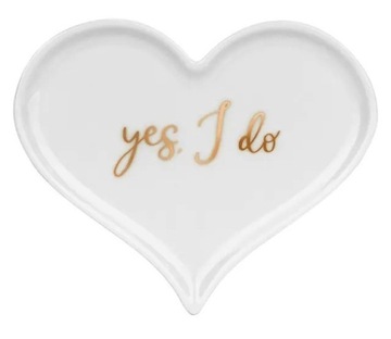 Talerzyk porcelanowy na obrączki Yes I do WESELE
